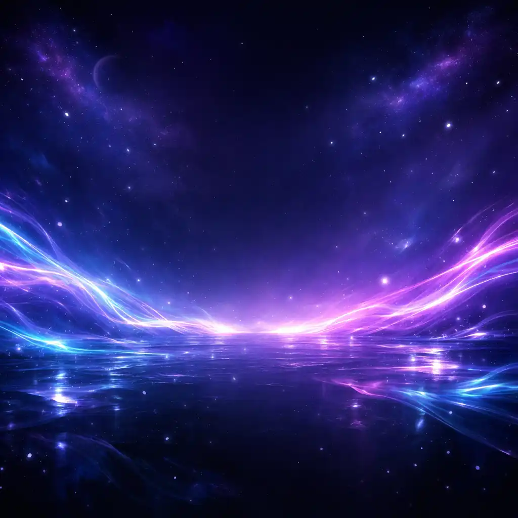Abstrakcyjna przestrzeń kosmiczno-oceaniczna z neonowymi falami