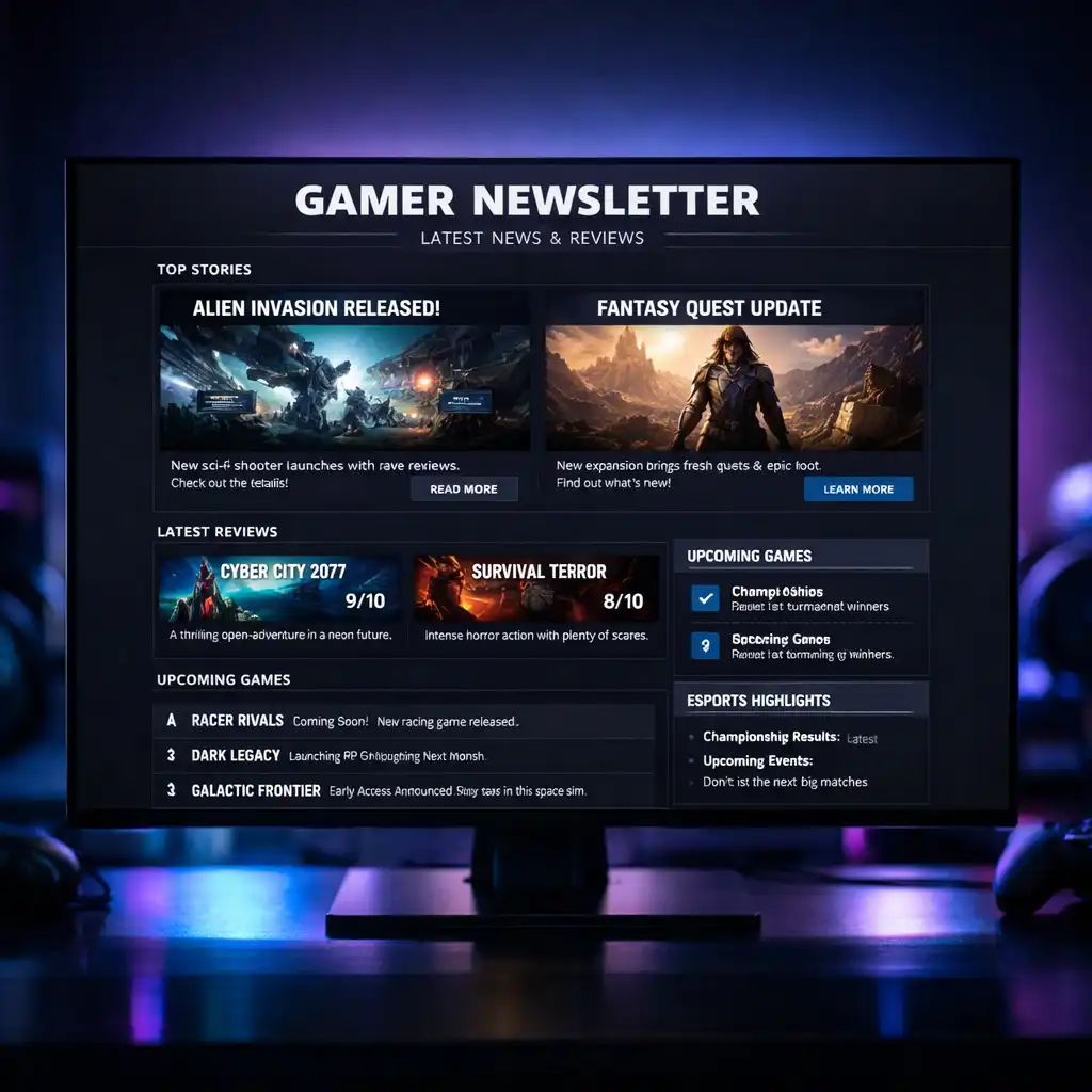 Podgląd newslettera gamingowego